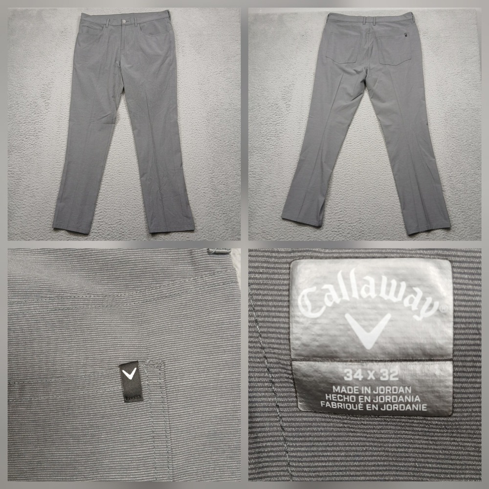 Callaway Golf Pants Men 34x32 Gray Textured Performance Stretch‎